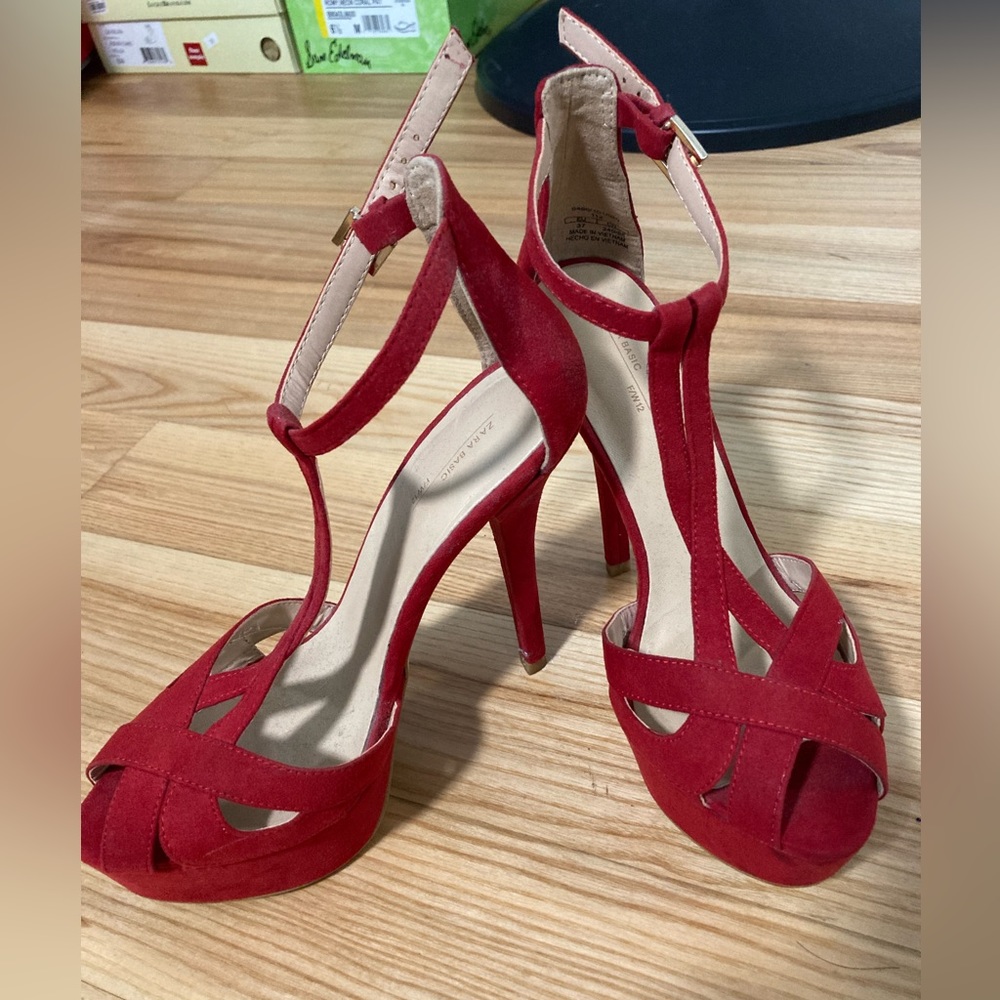 Zara red heels, size 37